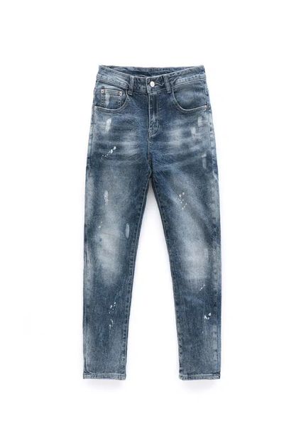 

men's white stretch slim fit straight jeans /purchase protection, Blue