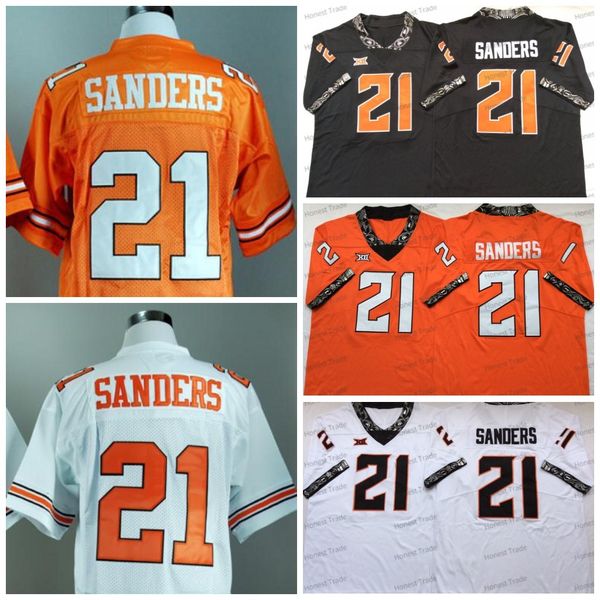 

21 barry sanders college football jersey ncaa oklahoma state mens stitched white orange jerseys outdoors, Black