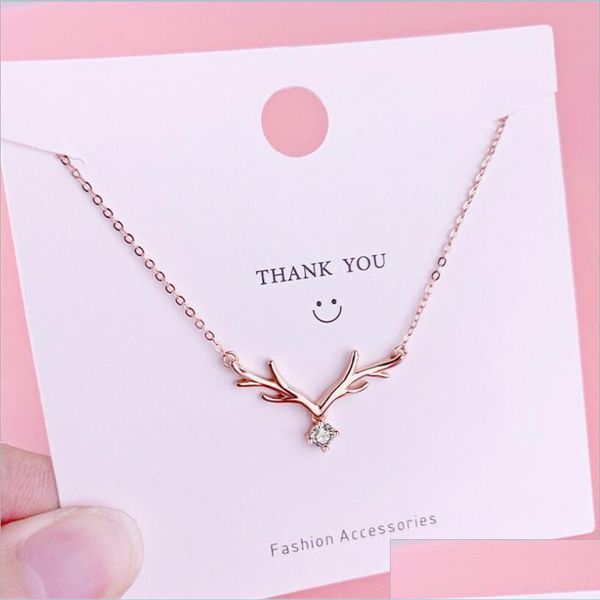 

pendant necklaces 925 sterling sier zircon deer antlers necklaces pendants for women creative lady fashion jewelry rose gold color dhefd, Silver