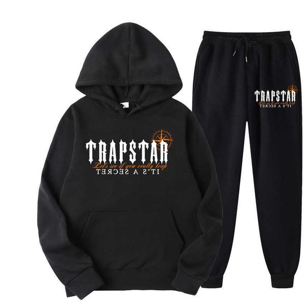 

men's tracksuits autumn trapstar brand printed sportswear men colors warm two pieces set loose hoodie sweatshirt pants set hoodie joggi, Gray