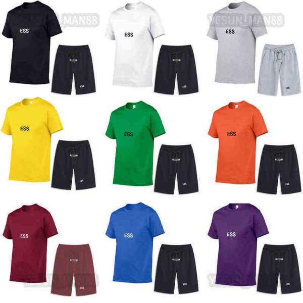 

tracksuit men's mens and womens t shirt two piece set ess designer fog tracksuits suits summer jogging shorts suit high street outfits, Gray