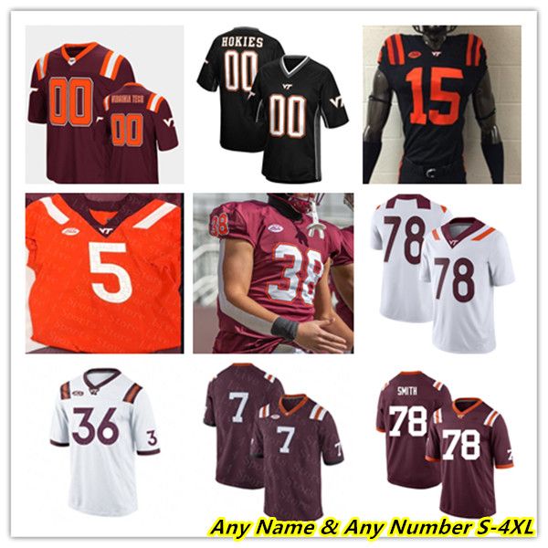 

ncaa college virginia tech hokies vt football jerseys michael vick grant wells keshawn king jalen holston kaleb smith dax hollifield nick ga, Black