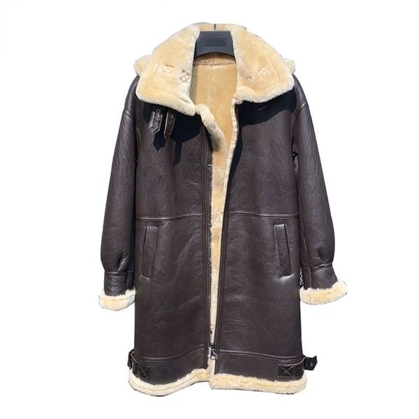 

womens fur faux real leather jackets long hooded sheepskin coat original nature genuine women jaqueta feminina 220929, Black