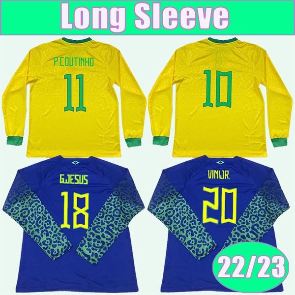 

22 23 p. coutinho mens soccer jerseys national team richarlison vinijr. richarlison g.jesus casemiro home away long sleeve football shirts, Black;yellow