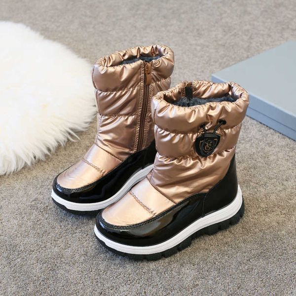 

boots winter warm snow kids anti-slip outdoor boys girls fashion zip ski for children brand shoes t220928, Black;grey