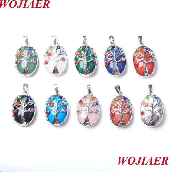 

pendant necklaces natural stone the tree of life crystal accent pendant egg-shaped pink quartz for diy handmade necklace accessorie b dhnhz, Silver