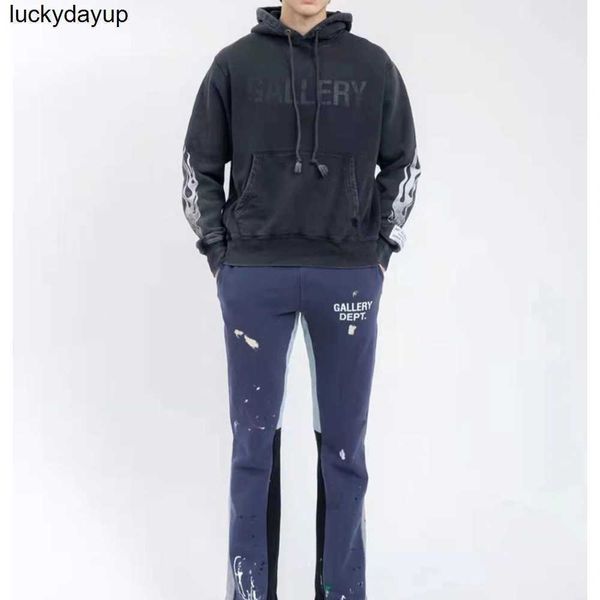 

men's hoodies designer sweatshirts galery dept letter printed fleece men's loose hooded couple sweater, Black