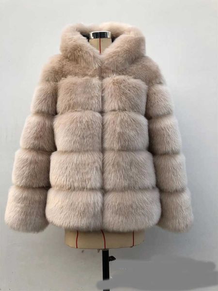 

women's fur faux women long coats and jackets winter luxury coat hooded warm thick solid color womens t220928, Black