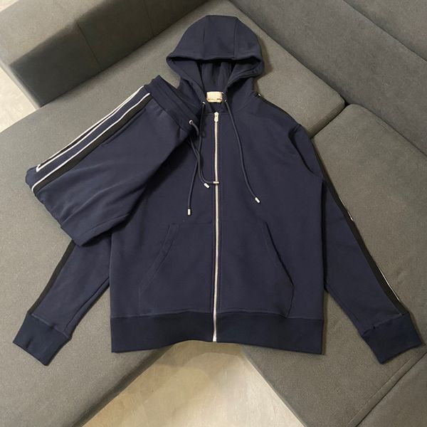 

new men's zippered hooded sports tracksuits designer style casual long sleeve suit for men and women, Gray