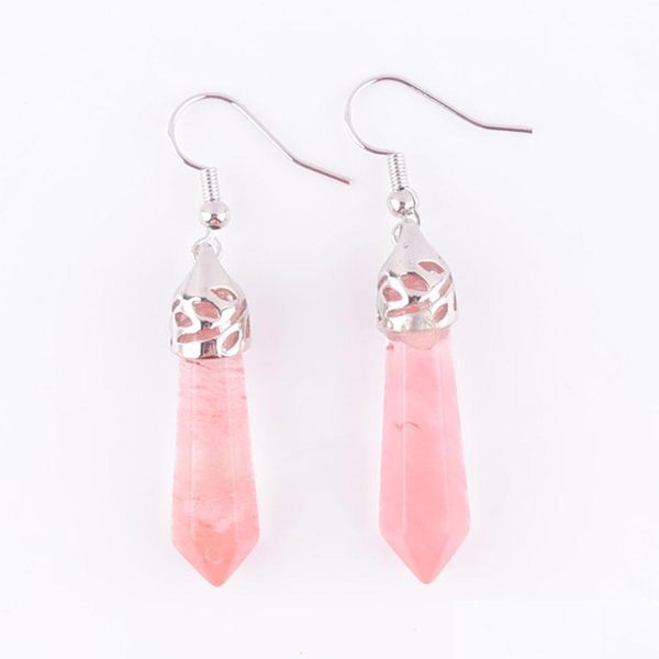 

dangle chandelier natural red quartz gem stone dangle earrings hexagonal pointed reiki chakra beads for women jewelry r3076 drop del dhdnf, Silver
