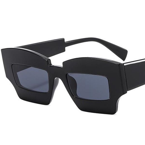 

new sunglasses hip hop sun glasses thick frame adumbral anti-uv spectacles rectangle lens eyeglasses polygon ornamental, White;black
