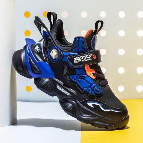 

sneakers mwy waterproof leather running kids breathable sport boy casual shoe for girl outdoor walking cartoon children's shoes 220928, Black;red