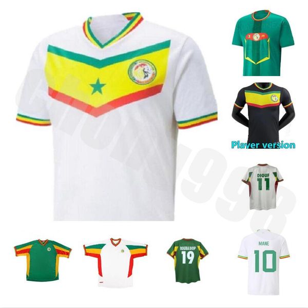 

world cup 22/23 senegal soccer jerseys national team koulibaly gueye football shirt men kids kit retro 02 03 camiseta maillot home away kouy, Black;yellow