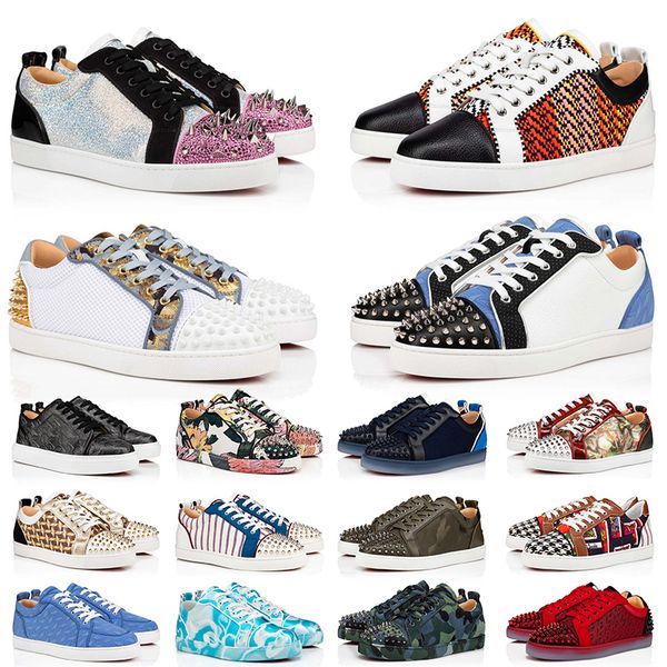 

new designer red bottom shoes studded spikes sneakers low cut for men women rivets genuine leather trainers party casual shoes redbottom loa