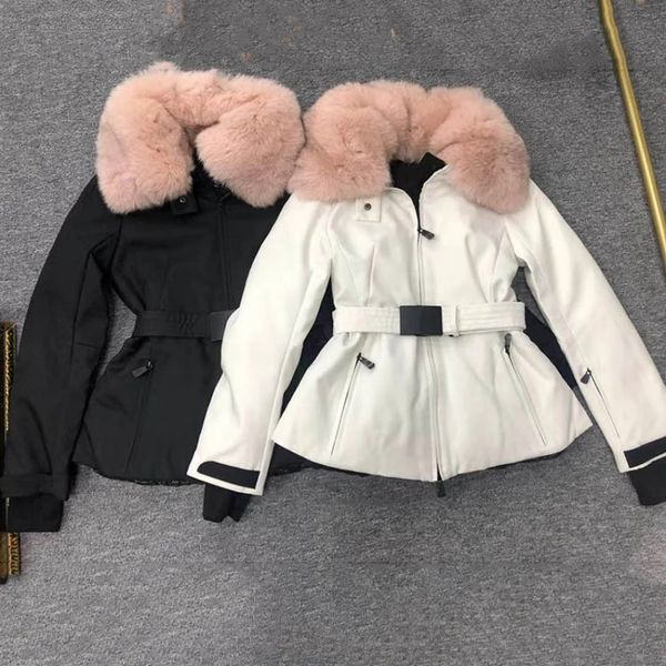 

2022 women fashion thicker down with hooded jackets 90% duck down fillers patchwork fox fur collar winter coats outerwear, Black