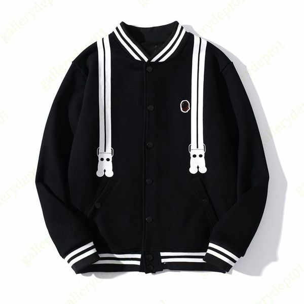 

2022 reversible men jacket designer coat shark flight suit windbreak varsity arc jackets military multi pocket shark button letter print hoo, Black;brown