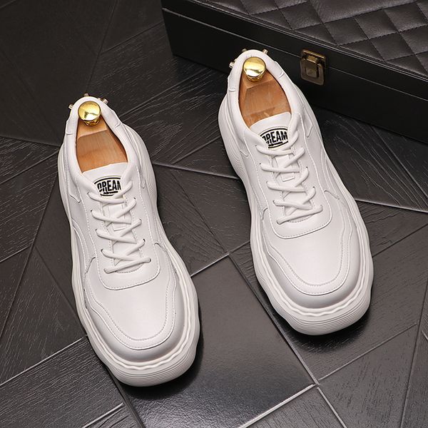 

european classic wedding dress party shoes fashion white breathable non-slip casual sneaker round toe thick bottom business driving walking, Black