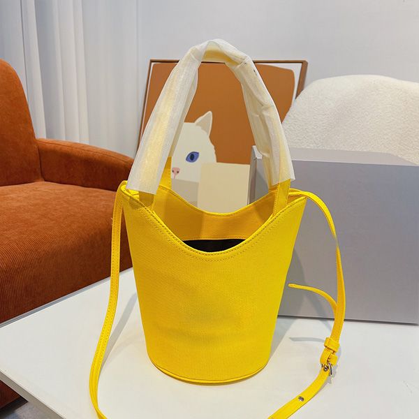 

fashion canvas bucket bag summer vacation beach tote bags vegetable new woven shopping basket cross body bag black two-piece set women'