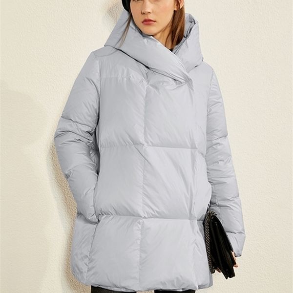 

womens down parkas amii minimalism winter lightweight hooded down coats white duck down jacket women warm fashion long clothing 12120285 220, Black