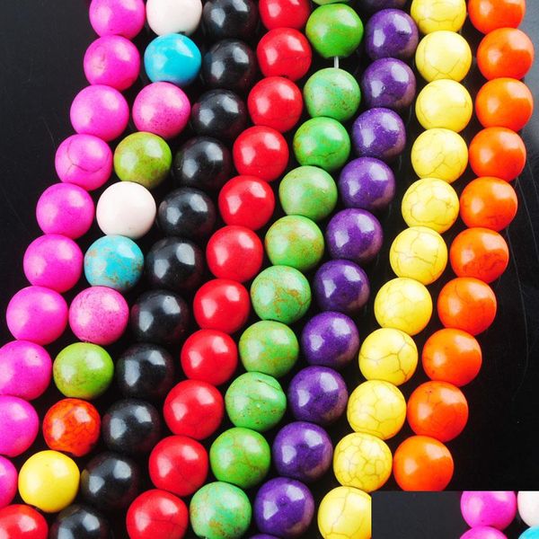 

turquoise 10mm turquoise gemstone round loose beads 15 1/2" strand for bracelet necklace jewelry making by926 drop delivery 2021 sexyh, Black