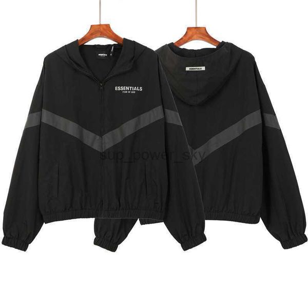 

mens jackets fashion brand essential designer double line reflective casual men women's jacket windbreaker, Black;brown