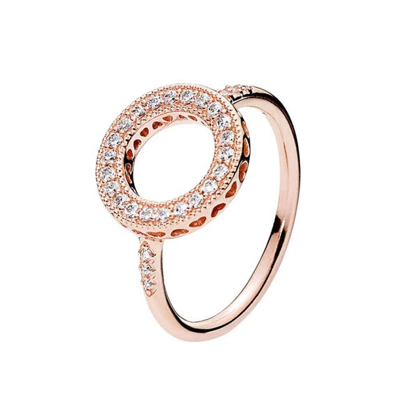 

rose gold sparkling halo hearts ring real sterling silver wedding jewelry for women girls with original box for pandora cz diamond engagemen, Slivery;golden