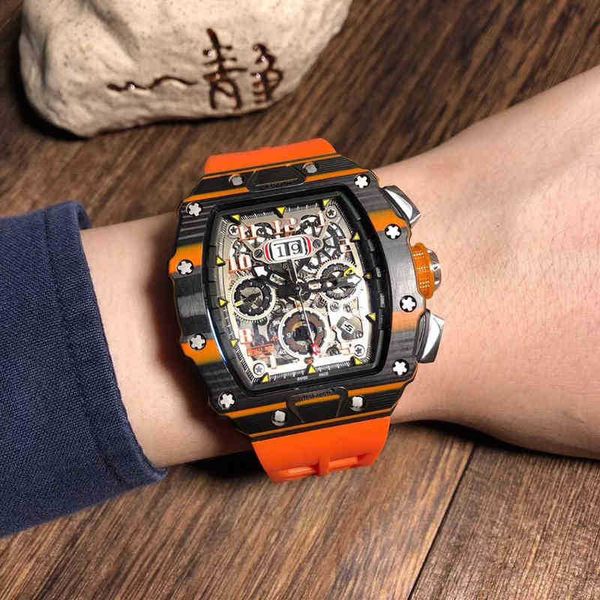 

multi-function superclone watches wristwatch luxury richa milles designer men's carbon fiber fully automatic mechanical watch multi-fun, Slivery;golden