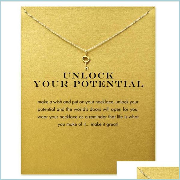

pendant necklaces key pendant choker necklaces gold sier with card necklace for fashion women jewelry unlock your potential drop deli dhltm, Silver