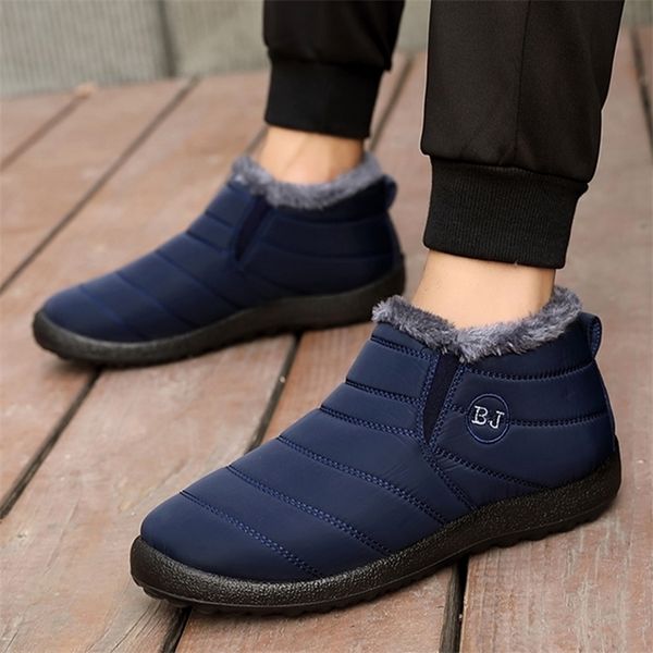 

boots men's waterproof ankle work shoes for men keep warm winter male sneakers casual snow plus size 220929, Black