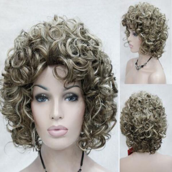 

popular women spiral curls fluffy 3/4 half full wig headband cosplay wigs, Black