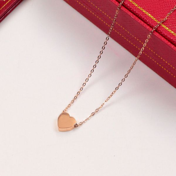 

heart necklace female stainless steel couple rose gold chain pendant jewelry fashion on the neck gift for girlfriend accessories wholesale, Silver