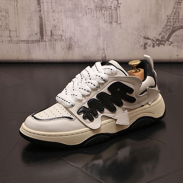 

british designers dress wedding party shoes spring autumn breathable fashion casual sneakers round toe thick bottom business driving walking, Black