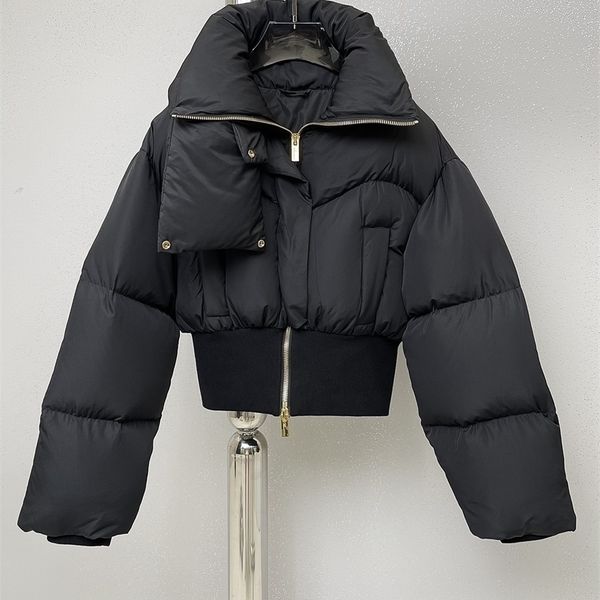 

womens down parkas women fashion long sleeve stand collar fluffy down jacket 0907 220929, Black