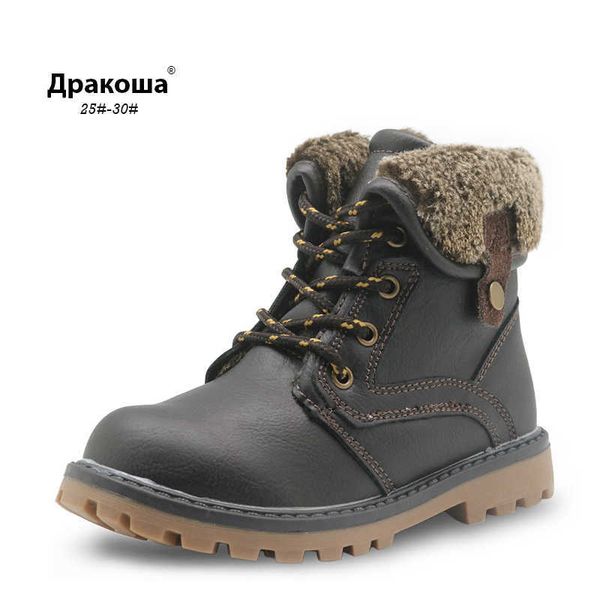 

boots apakowa england lace-up zip autumn boots plush linng warm boy spring ankle boots kids no smell martin shoes for children t220928, Black;grey