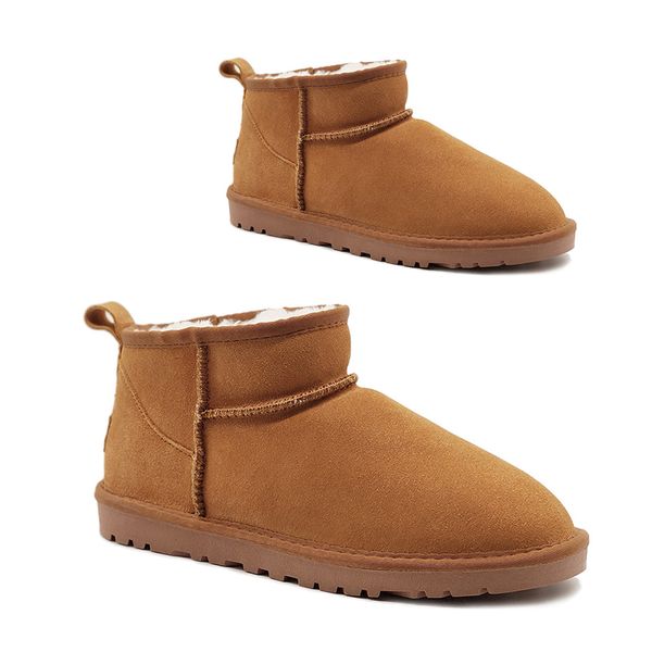 

mens boots classic mini australia snow boot winter fur fluffy booties real leather flats 58540 men luxurious shoes, Black