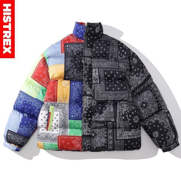

men's down parkas histrex cashew flowers printing mens jackets casual clothing hip hop brand winter jacket men 84t84# 220928, Black