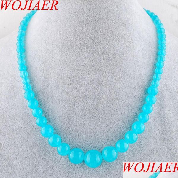 

beaded necklaces fashion sky blue jades gem stone necklace 6-14mm graduated round beads women 17.5 inches strand jewelry f3012 drop d dhsg2, Silver