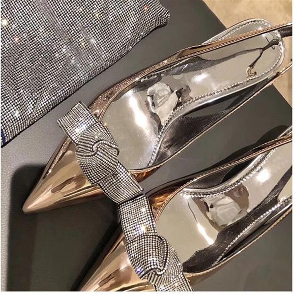 

bridal wedding shoes metal patent leather with crystal bowtie kitten heels designer shoes pumps silver gold 6cm size 34 to 40255j, Black