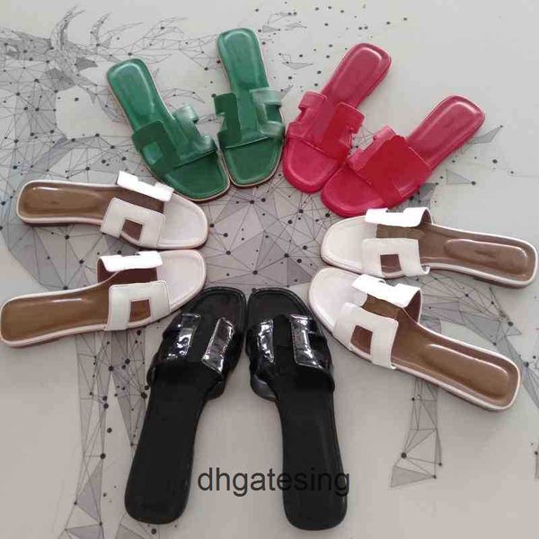 

ladies sandal hermee orans oran sandals designer 2022 slides oasis women slippers crocodile leather luxury summer skin flat flip flop beach, Black