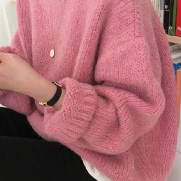 

womens sweaters 10 colors pink women sweater womens winter sweaters pullover female knitting overszie long sleeve loose knitted outerwear wh, White;black