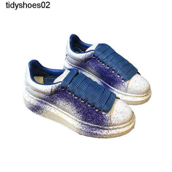 

men's shoes graffiti new style mcqueenss small white shoes women's leather stars same style muffin thick soled versatile lovers&#0