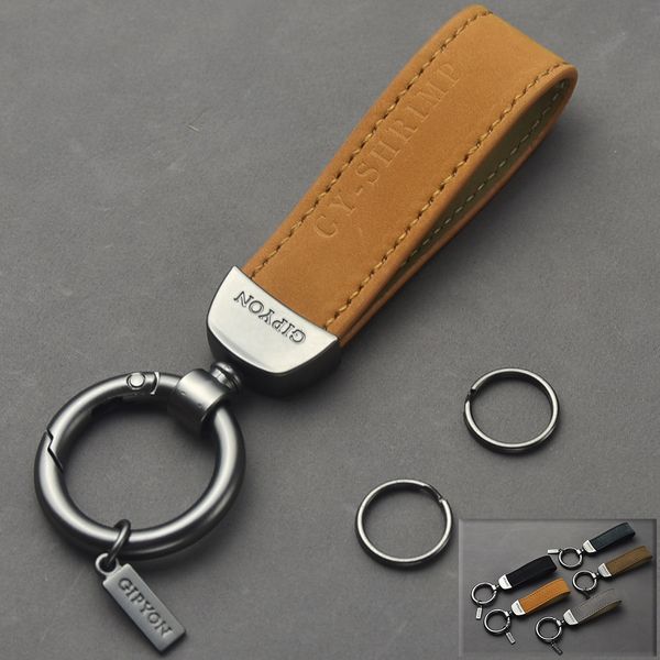 

gipyon genuine leather keychain car key fob holder key chain, Silver
