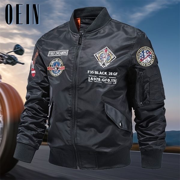 

mens jackets oein vintage pilot bomber flight jacket men autumn air force mens clothes brands winter army ma1 jackets embroidery coats 22092, Black;brown