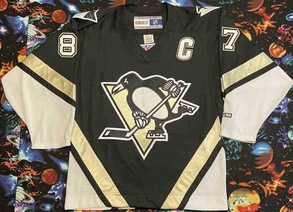 

new ccm stitched sidney crosby hockey jersey mens kids throwback jerseys, Black
