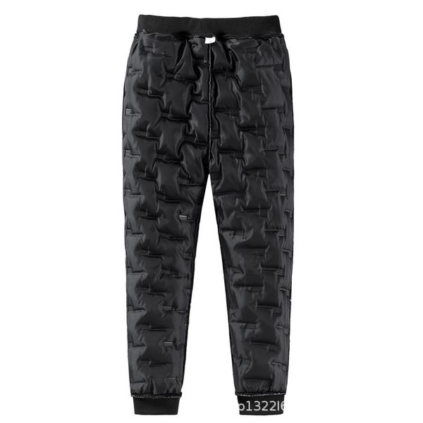 

winter new men's down pants fashion thicken fleece sweatpants men outdoor jogger thermal casual pant windproof trousers, Black