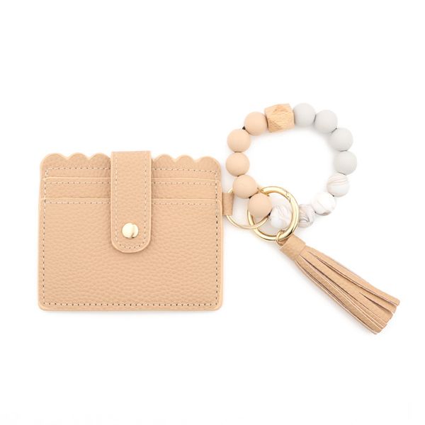 

keychains silicone bead bracelet card holder leopard print pu tassel ladies wallet leather keyring luxury recto verso geometric travel comme, Silver