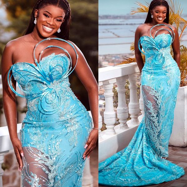 

2022 arabic aso ebi luxurious mermaid prom dresses sequined lace evening formal party second reception birthday engagement gowns dress zj125, Black