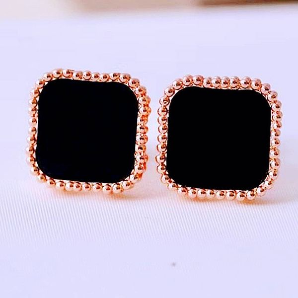 

fashion designer womens earrings 4 leaf grass back 18k gold pearl shell girl valentines day christmas love gift 316l stainless steel jewelry, White