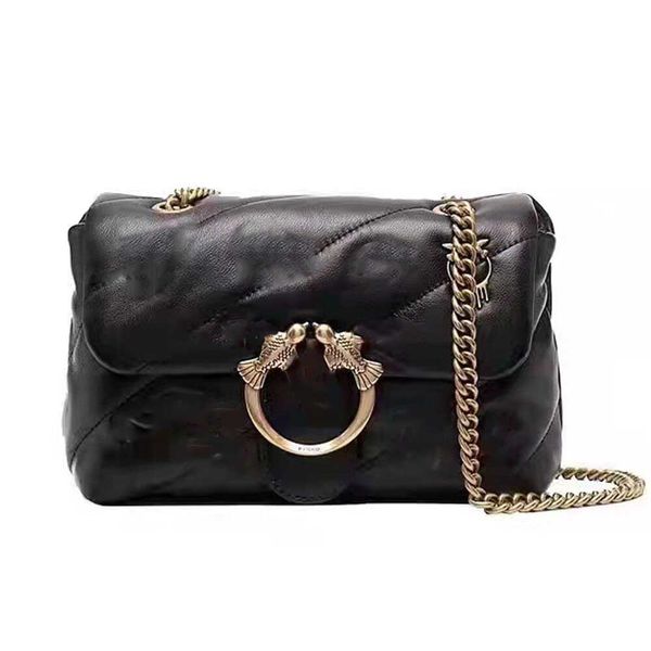 

2022 designer bags leather chain shoulder diagonalbag 7a quality shuang yanzi metal hardware badge bag come with box