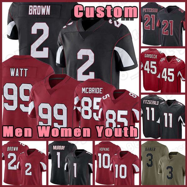 

2 marquise brown custom 85 trey mcbride kyler murray football 99 j.j. watt jerseys deandre hopkins cardinal cameron thomas larry fitzgerald, Black;red